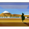 Mt Ngauruhoe, From the Marton S and D Track original cubist landscape painting by NZ artist Brian Dahlberg at Parnell Gallery Auckland NZ