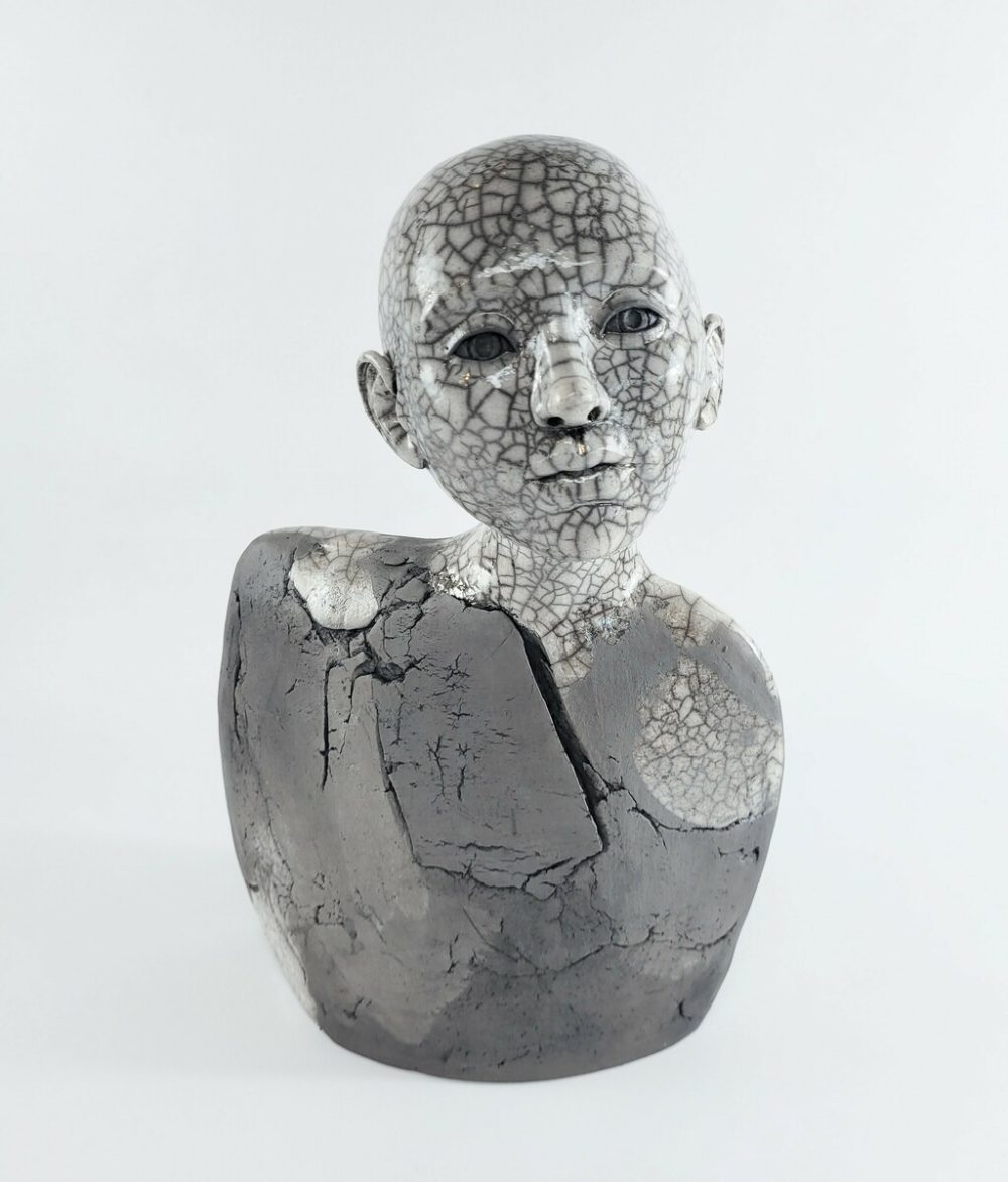 Wilhelmiina Drummond Monk 1 ceramic raku fired sculpture at Parnell Gallery Auckland NZ