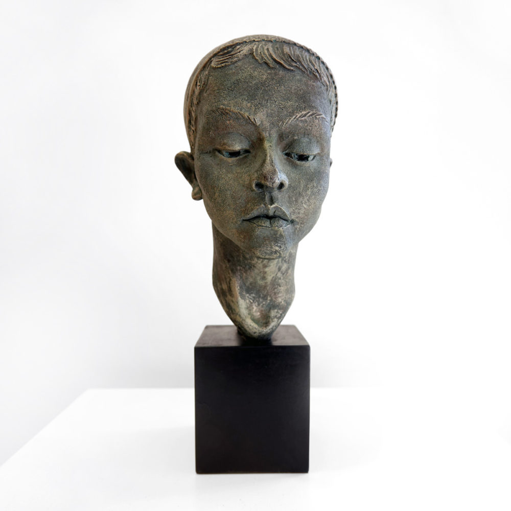 Roderick Burgess The Student figurative cold cast bronze sculpture at Parnell Gallery Auckland NZ