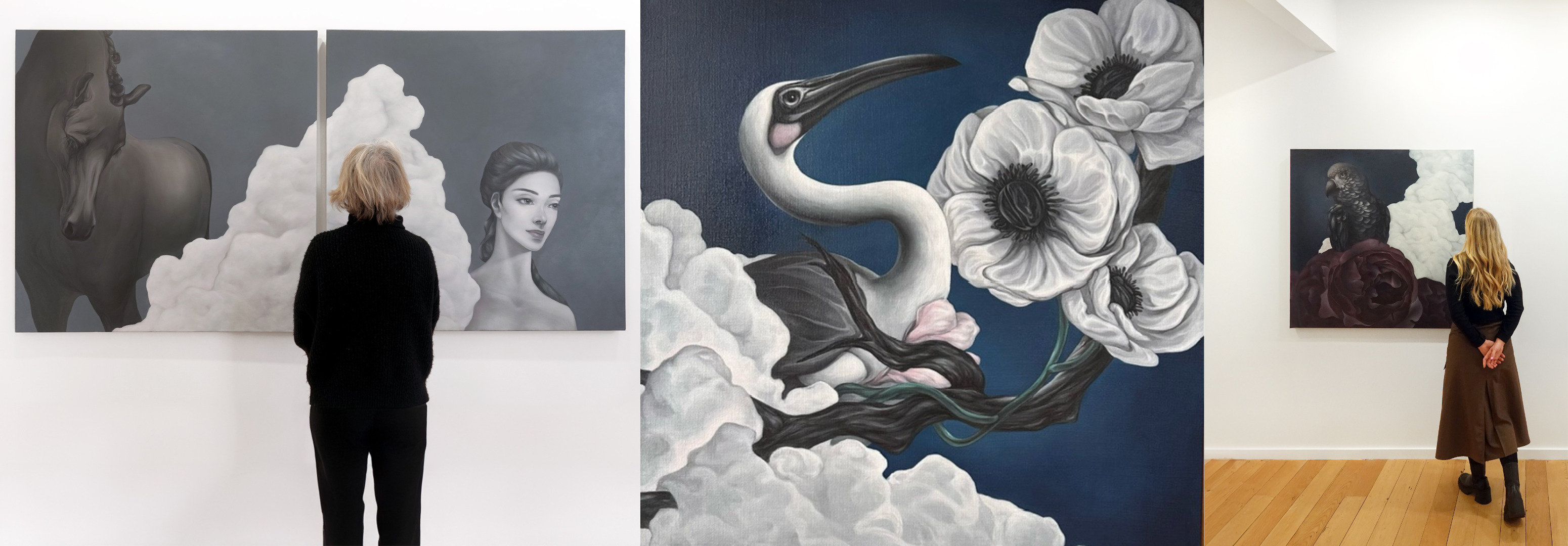 Works by surrealist painter artist - Jiajia Cui on display at Parnell Gallery.  