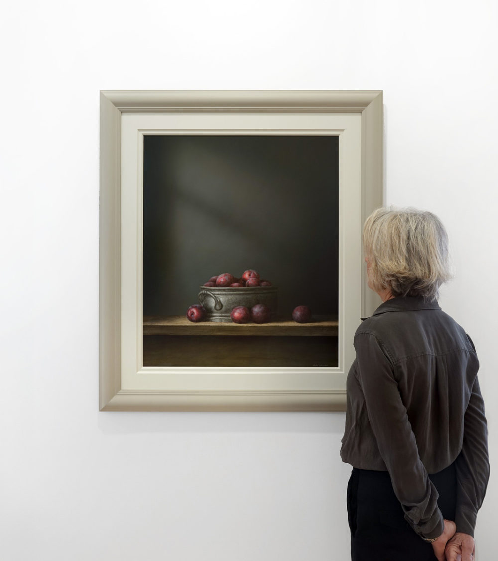 Plums in Pewter Bowl