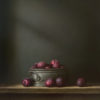 Plums in Pewter Bowl