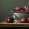 Plums in Pewter Bowl