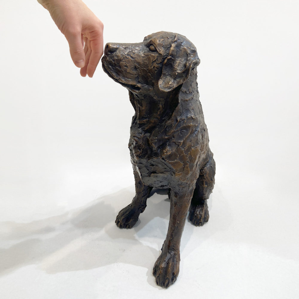 Richard Wells bronze pair of labrador dog sculpture for indoor or outdoor Parnell Gallery Auckland NZ