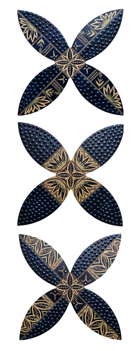 Moana Voyage - Navy Blue and Gold Triptych