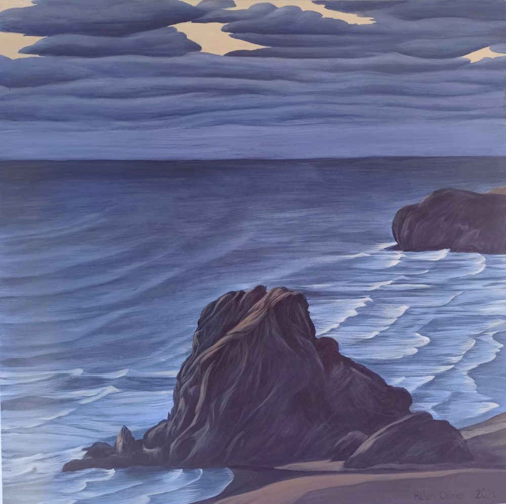 Helen Ollivier Blue Night, Piha West Auckland NZ landscape painting at Parnell Gallery Auckland NZ