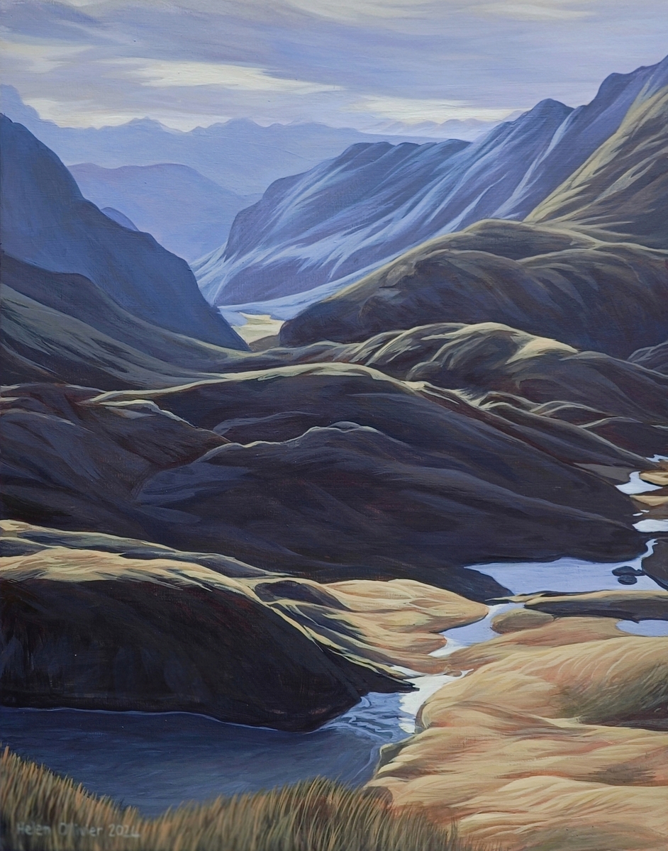 Helen Ollivier Routeburn Valley South Island New Zealand landscape painting at Parnell Gallery Auckland NZ