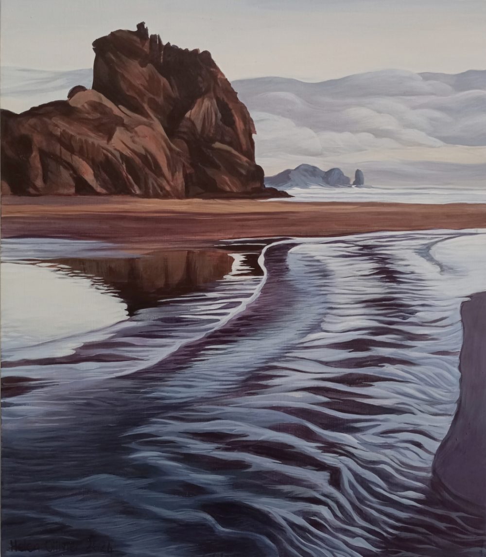 Helen Ollivier Crossing the Stream, North Piha West Auckland New Zealand landscape painting at Parnell Gallery Auckland NZ