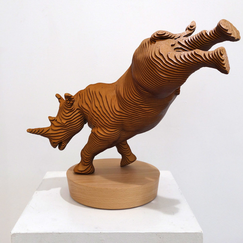 Olivier Duhamel Ballerhino figurative rhino sculpture at Parnell Gallery Auckland NZ