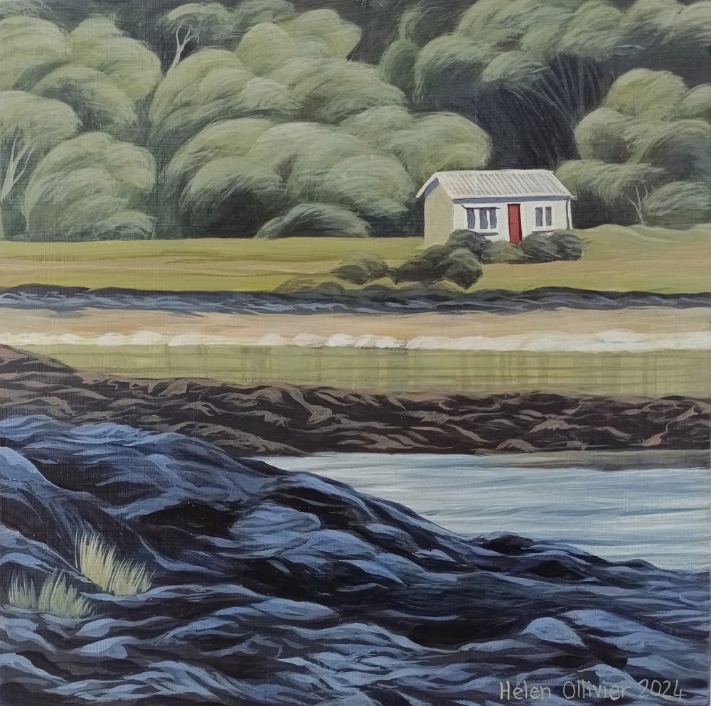 Helen Ollivier Rangitoto II Auckland New Zealand landscape painting at Parnell Gallery Auckland NZ