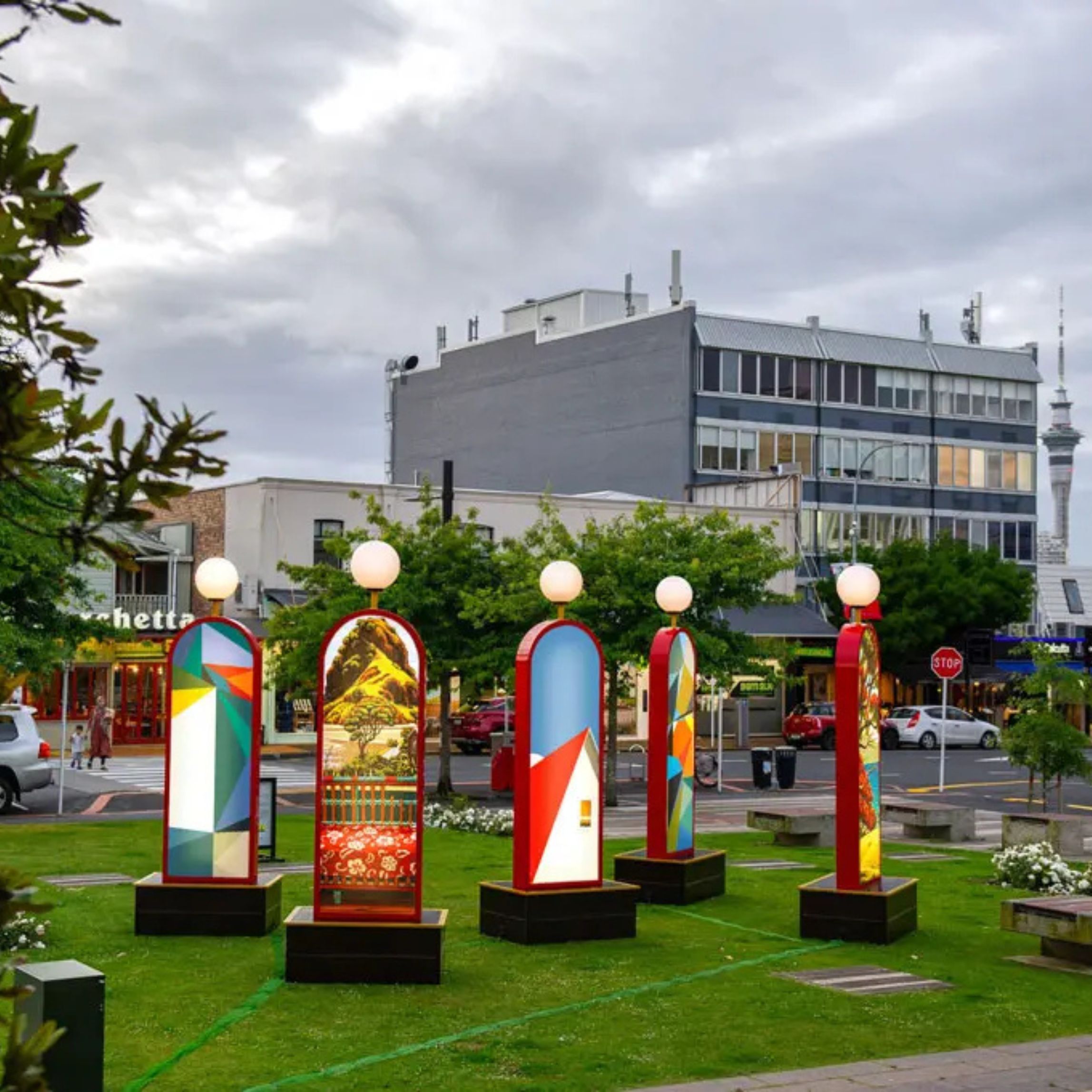 Beacons of Light Art installation in parnell featuring Tony ogle, artist