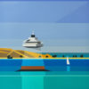 Hauraki Gulf II original cubist landscape painting by NZ artist Brian Dahlberg at Parnell Gallery Auckland NZ