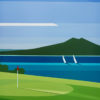 Hauraki Gulf I original cubist landscape painting by NZ artist Brian Dahlberg at Parnell Gallery Auckland NZ